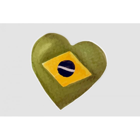 Brazil Flag With Heart Sticker