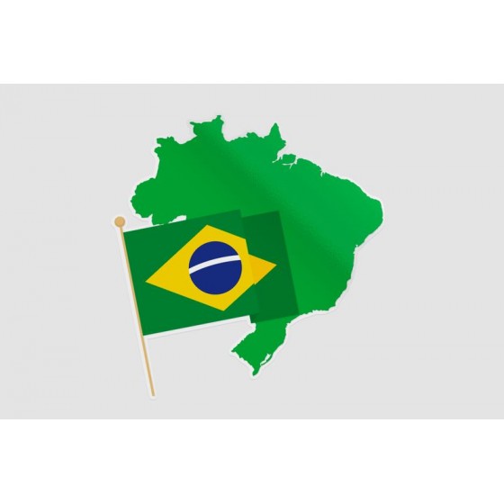 Brazil Map With Flag Sticker