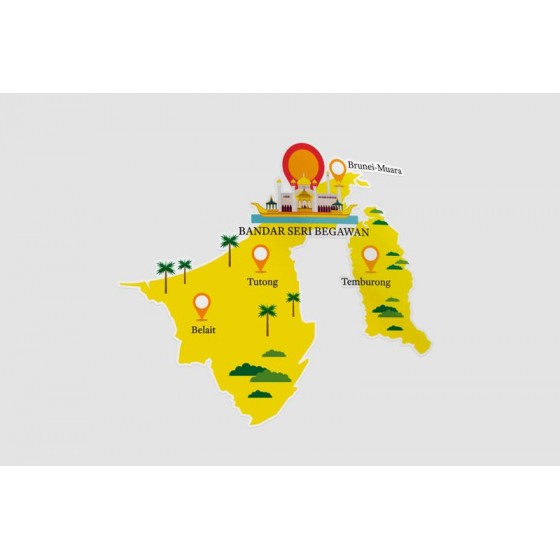 Brunei Map And Landmarks...