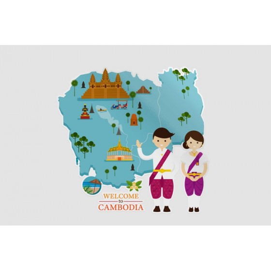 Cambodia Map Style 7 Sticker
