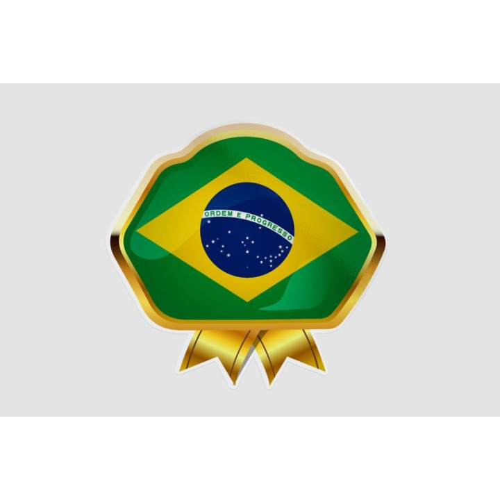Flag Badge Of Brazil Style 3 Sticker - DecalsHouse