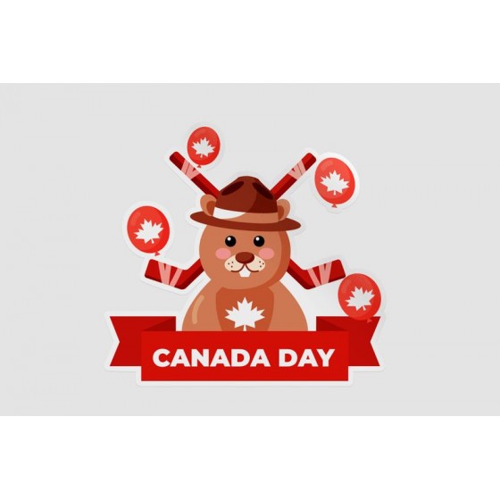 Canada Day With Beaver Sticker