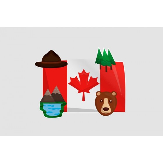 Canada Flag Style 30 Sticker