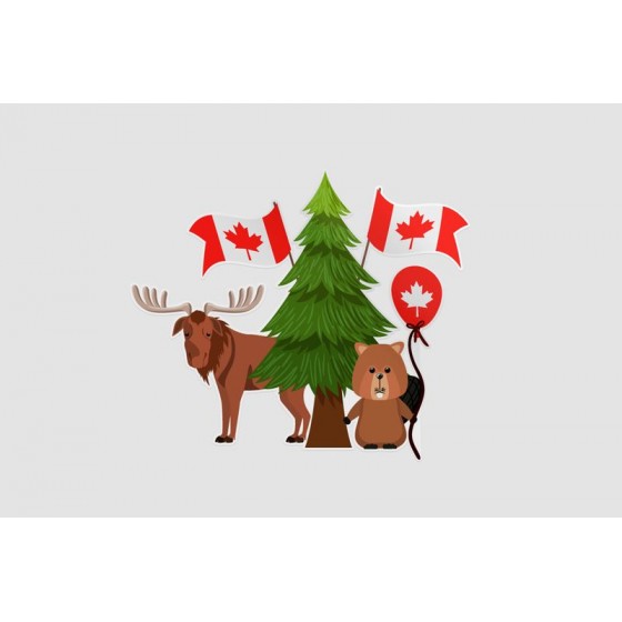 Canada Flag With Beaver And...