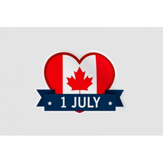 Canada Flag With Heart Sticker