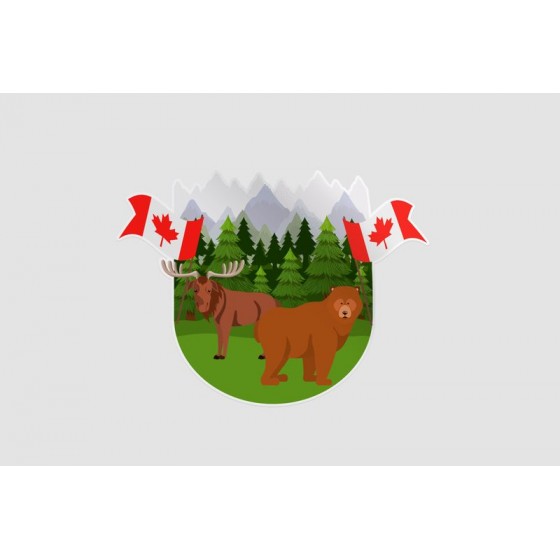 Canada Moose And Bear Sticker