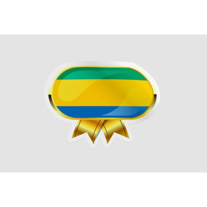 Gabon Flag Badge Style 5 - DecalsHouse