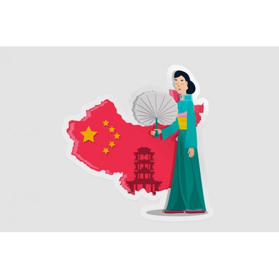China Map With Geisha Sticker