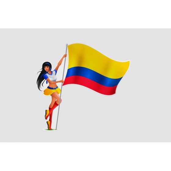 Colombia Flag With Girl...