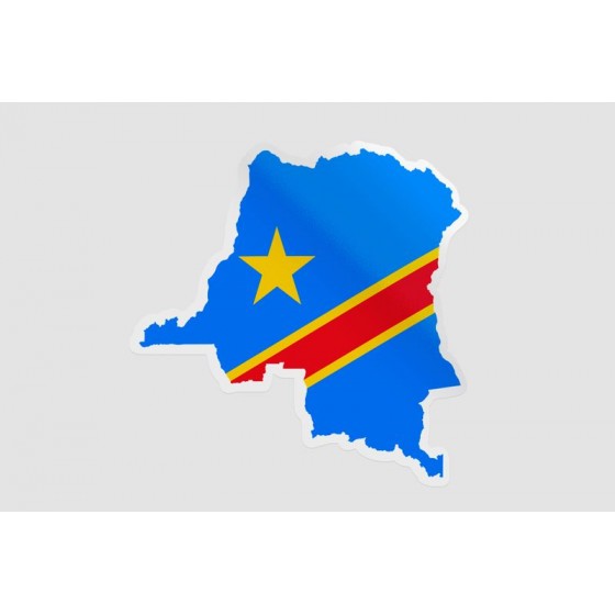 Congo Map With Flag Sticker