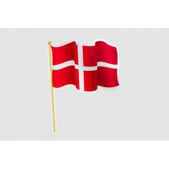 Denmark Flag Waving Sticker