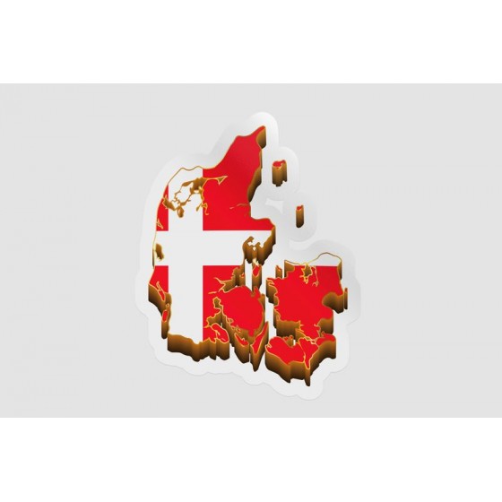 Denmark Map With Flag Sticker