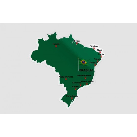 Detailed Map Of Brazil Sticker