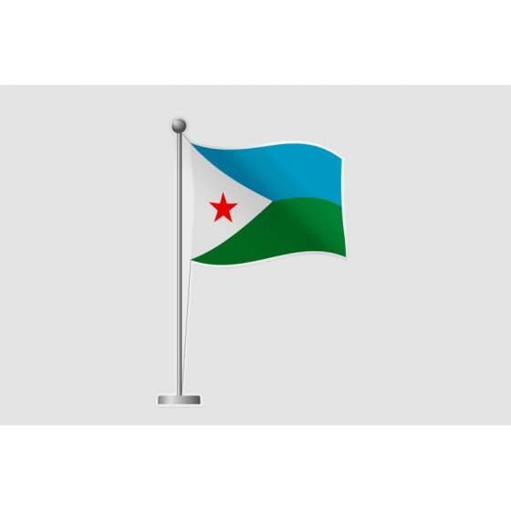 Djibouti Flag Pole Sticker