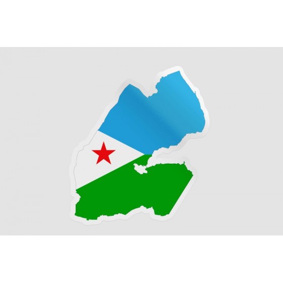 Djibouti Map With Flag Sticker