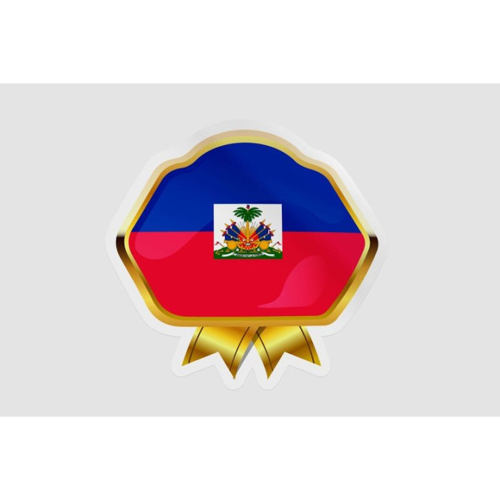 Haiti Flag Badge Style 8 - DecalsHouse