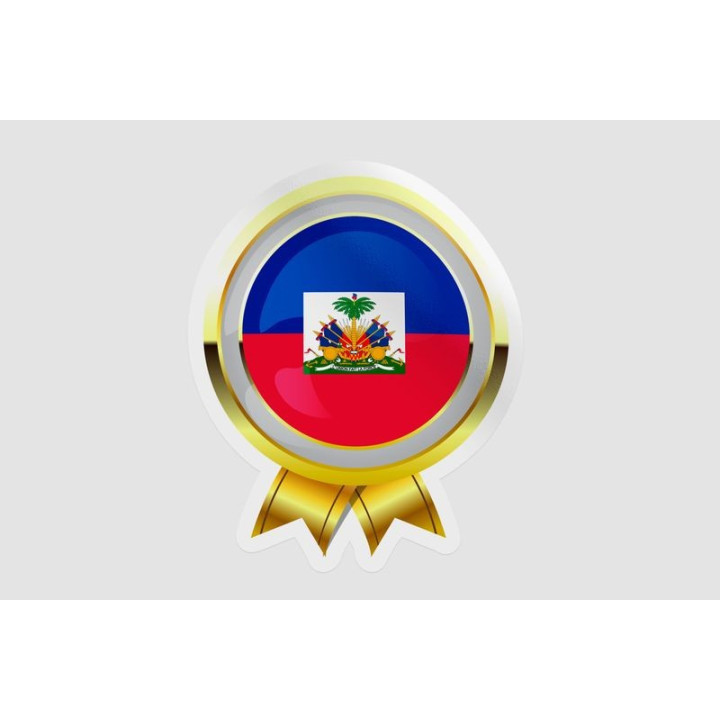 Haiti Flag Badge Style 9 - DecalsHouse