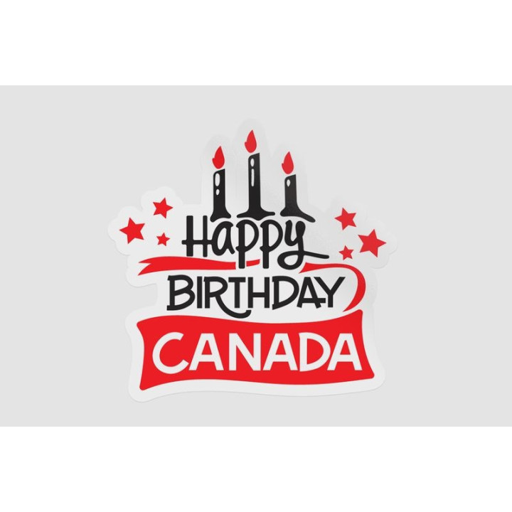 Happy Birthday Canada Style 3 Sticker - DecalsHouse