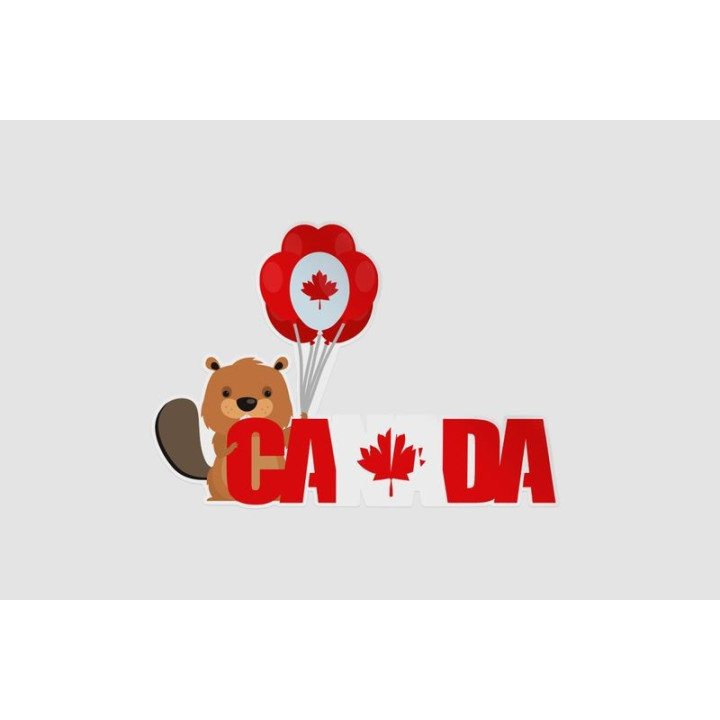 Happy Canada Day With Cute Beaver Sticker - DecalsHouse
