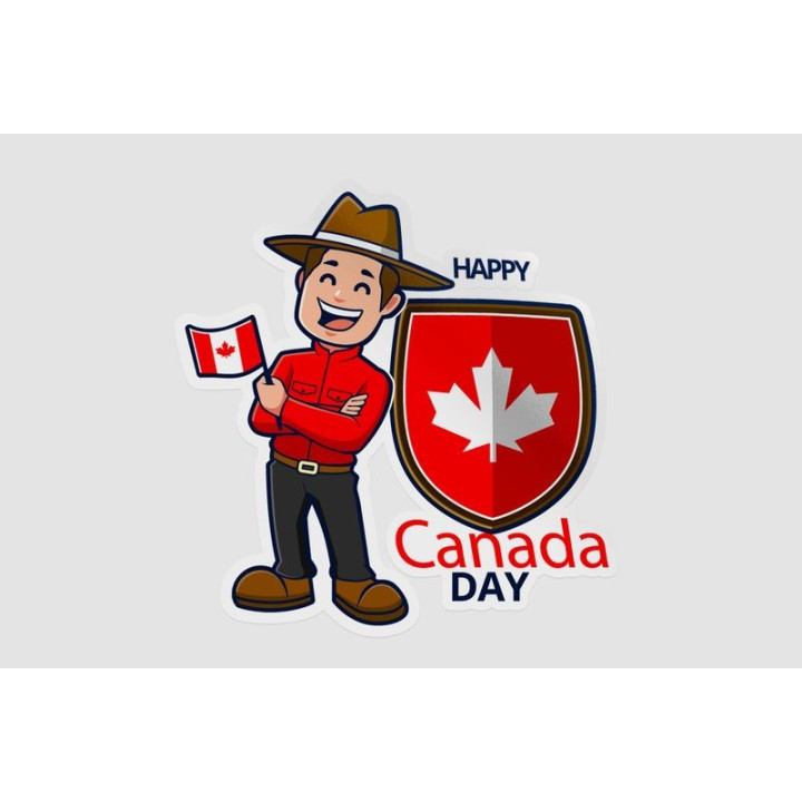 Happy Canada Day With Ranger And Flag Sticker - DecalsHouse