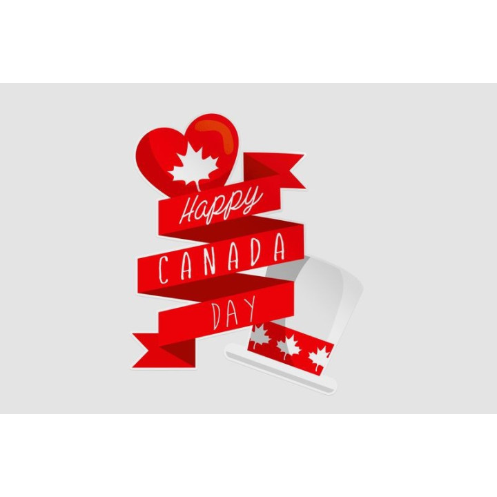 Happy Canada Day With Ribbon Sticker - DecalsHouse