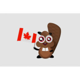 Happy Cartoon Beaver With Canadian Flag Sticker - DecalsHouse