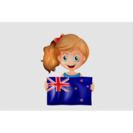 Happy Girl With Flag Of New Zealand Sticker - DecalsHouse
