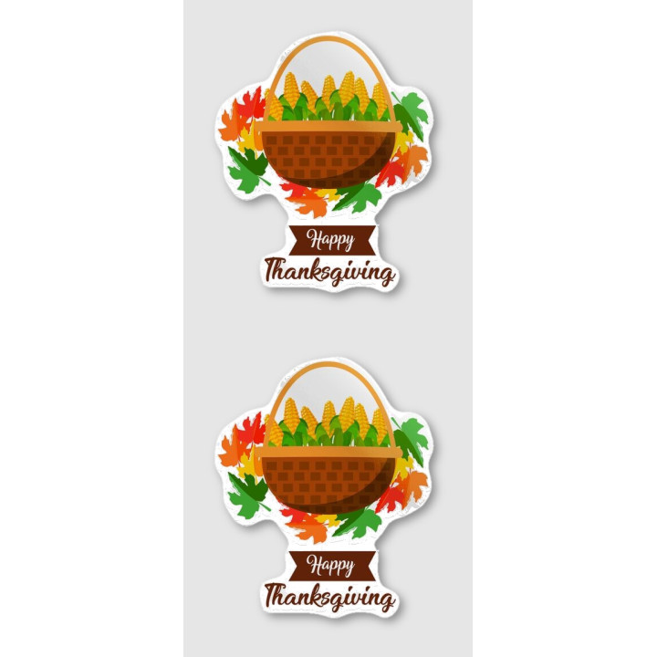 Happy Thanksgiving Stickers – Harvest Basket Decals (2-Pack)