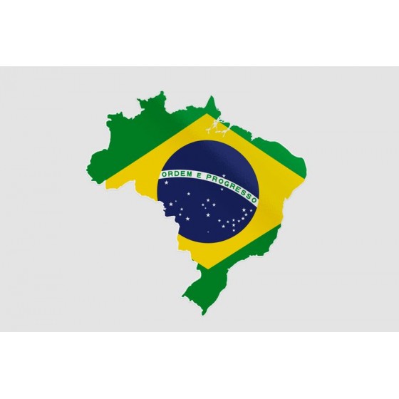 Flag In Map Of Brazil Sticker