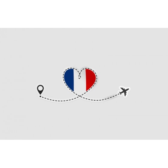 France Airplane Heart Flag