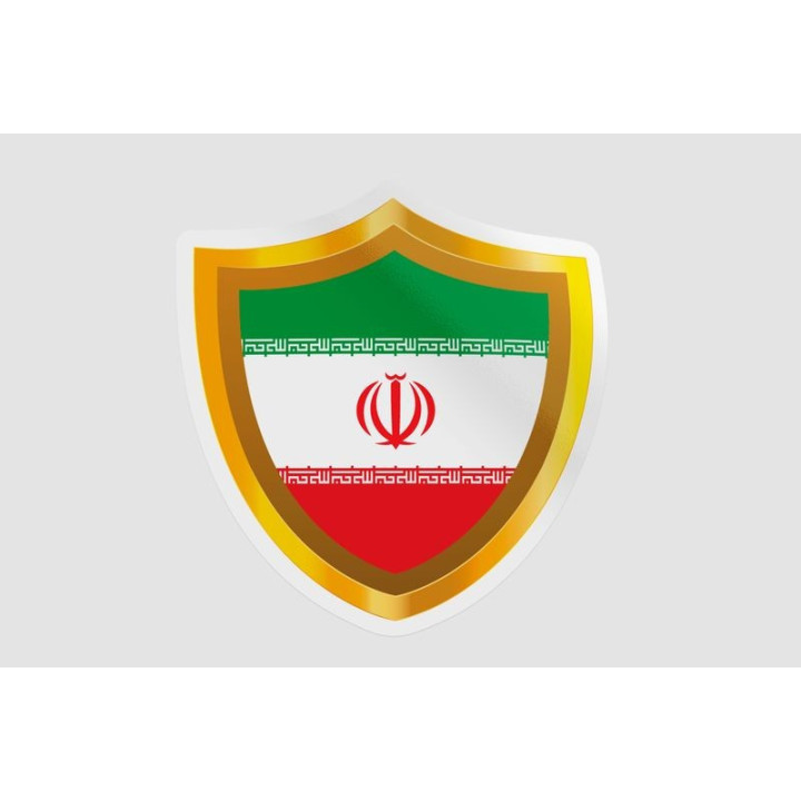 Iran Flag Golden Badge Style 6 - DecalsHouse