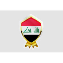 Iraq Flag Golden Badge Style 4 - DecalsHouse