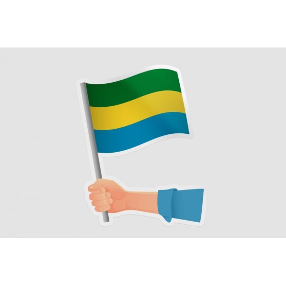 Gabon Flag Hand