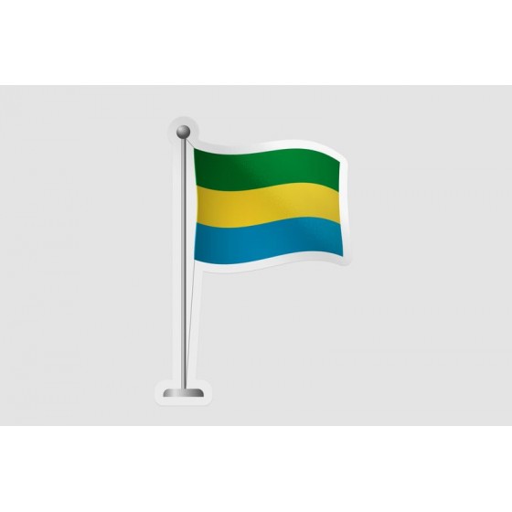 Gabon Flag Pole Style 2