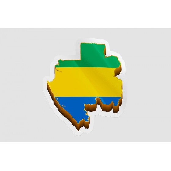 Gabon Map Flag Style 2