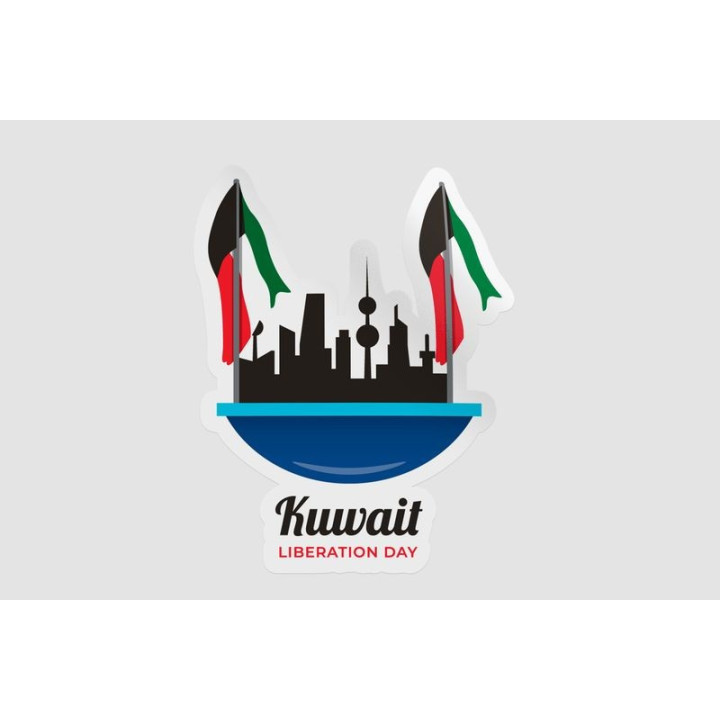 Kuwait Liberation Day Flag Style 3 Sticker - DecalsHouse