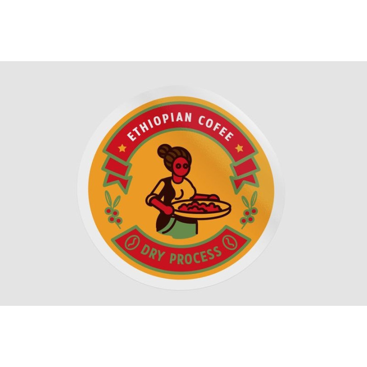Ethiopian Coffee Dry Process Badge Stickers (2-Pack)