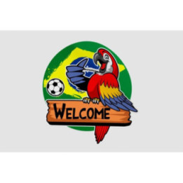 Macaw Bird Greeting With Brazil Flag Sticker - DecalsHouse