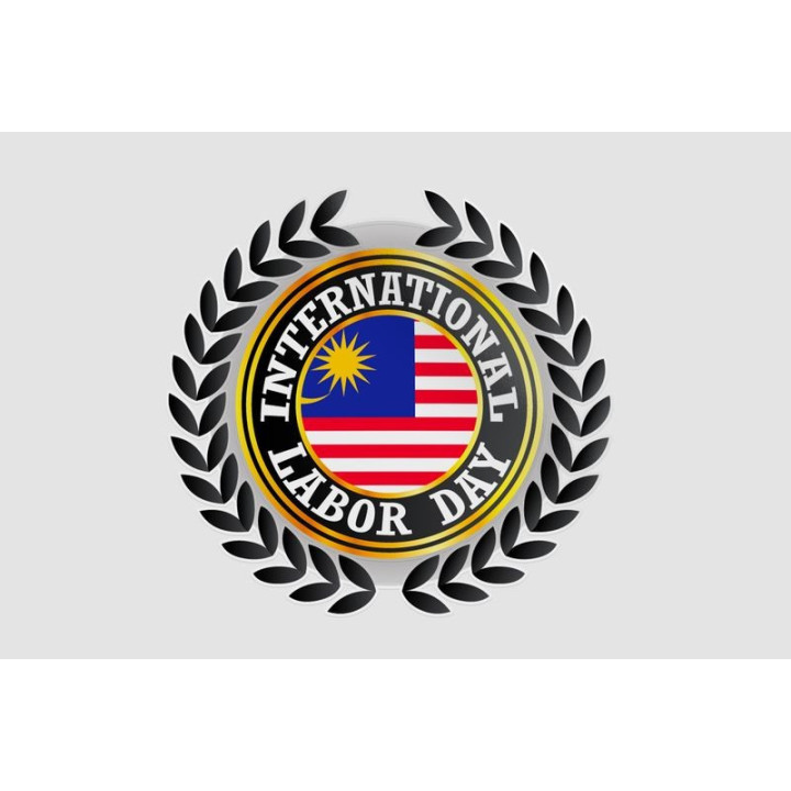 Malaysia Labour Day Flag Style 3 Sticker - DecalsHouse