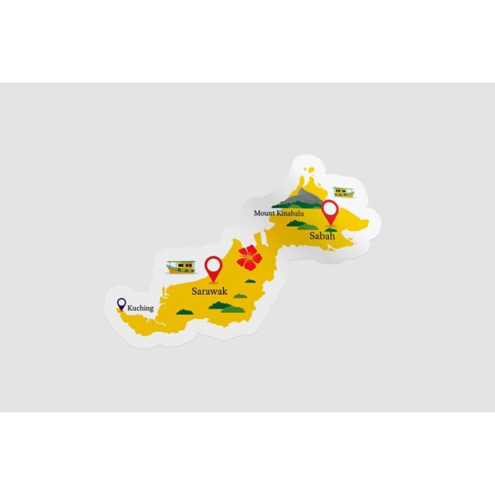 Malaysia Map Style 2 Sticker - DecalsHouse