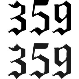 359 Angel Number Stickers – Gothic Number Decals (2-Pack)