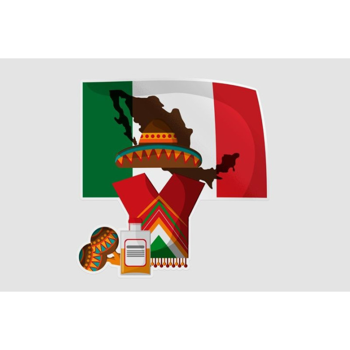 Mexico Flag Style 82 Sticker - DecalsHouse