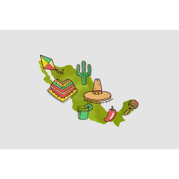 Mexico Map Style 32 Sticker - DecalsHouse