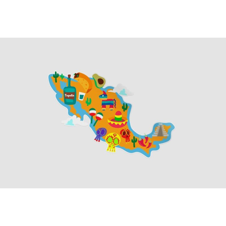 Mexico Map Style 49 Sticker - DecalsHouse