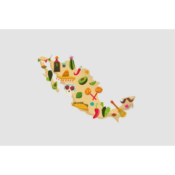 Mexico Map Style 55 Sticker - DecalsHouse