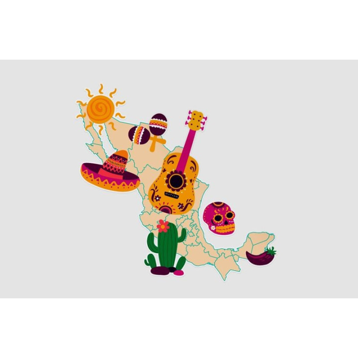 Mexico Map Style 56 Sticker - DecalsHouse