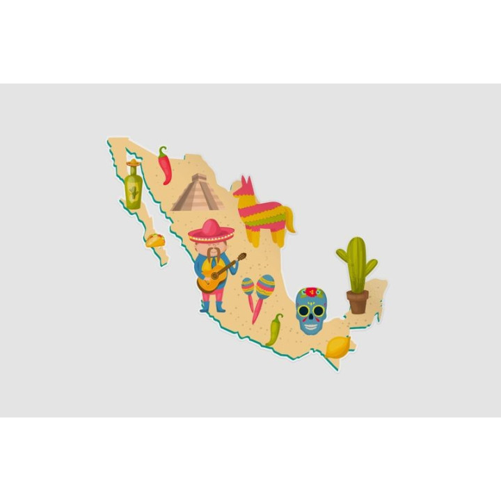 Mexico Map Style 68 Sticker - DecalsHouse
