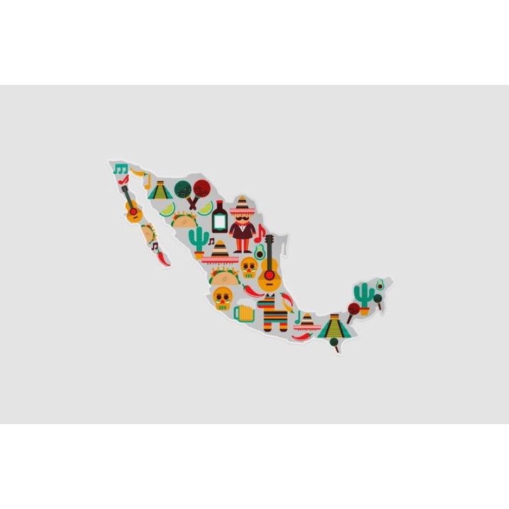 Mexico Map Style 70 Sticker - DecalsHouse