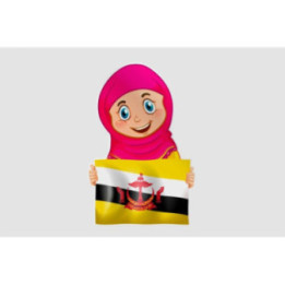 Muslim Girl Holding Brunei Flag Sticker - DecalsHouse