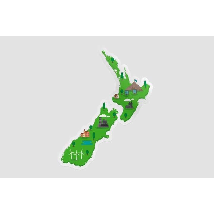 New Zealand Map Style 4 Sticker - DecalsHouse